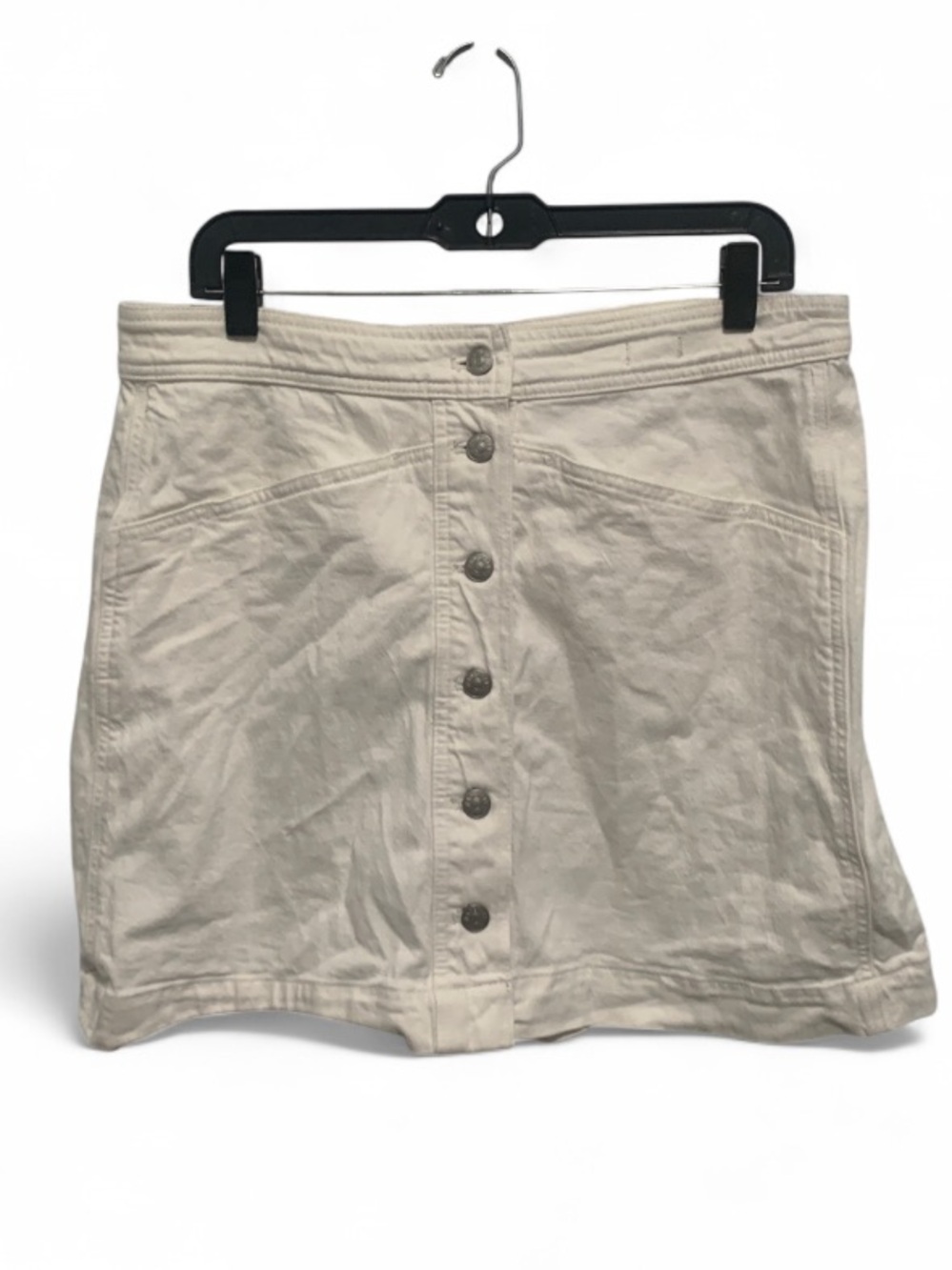Madewell Stretcg Denim White Button-Front A Line Mini Skirt